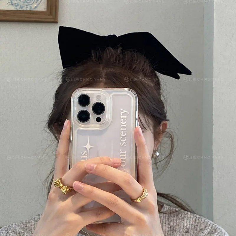 Korean Autumn Winter Bow Knot Hair Rope Headband with Sky Star Texture - Mechano