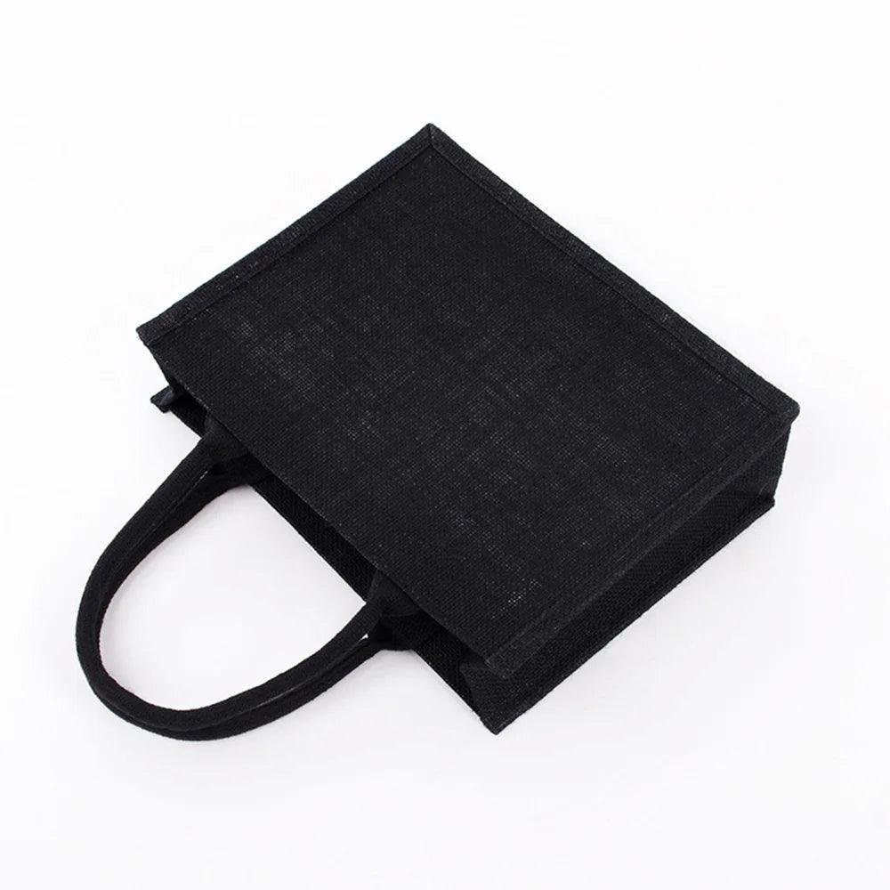 Vintage Linen Black Tote Bag for Women Retro Handbag Reusable Shopping Bags Beach Cloth bag - Mechano