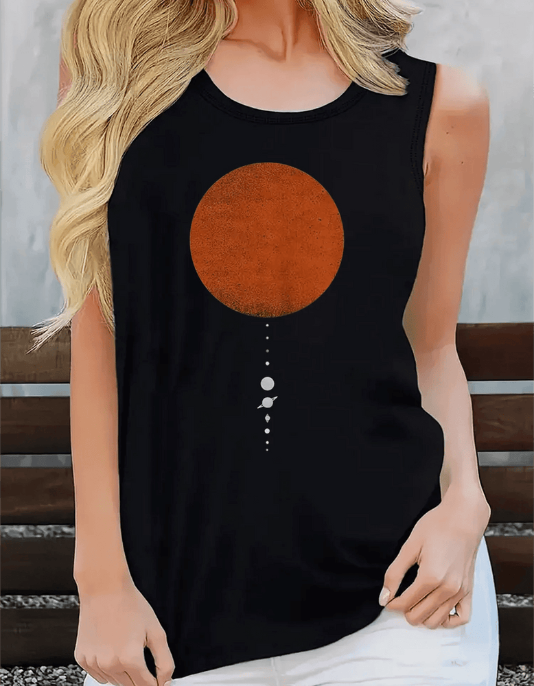 Fashion Plus Size Women's Vest Graphic Print Loose O - neck Summer Sleeveless Tops Ladies Black Oversize Tank Tops 3XL 4XL 5XL - Mechano