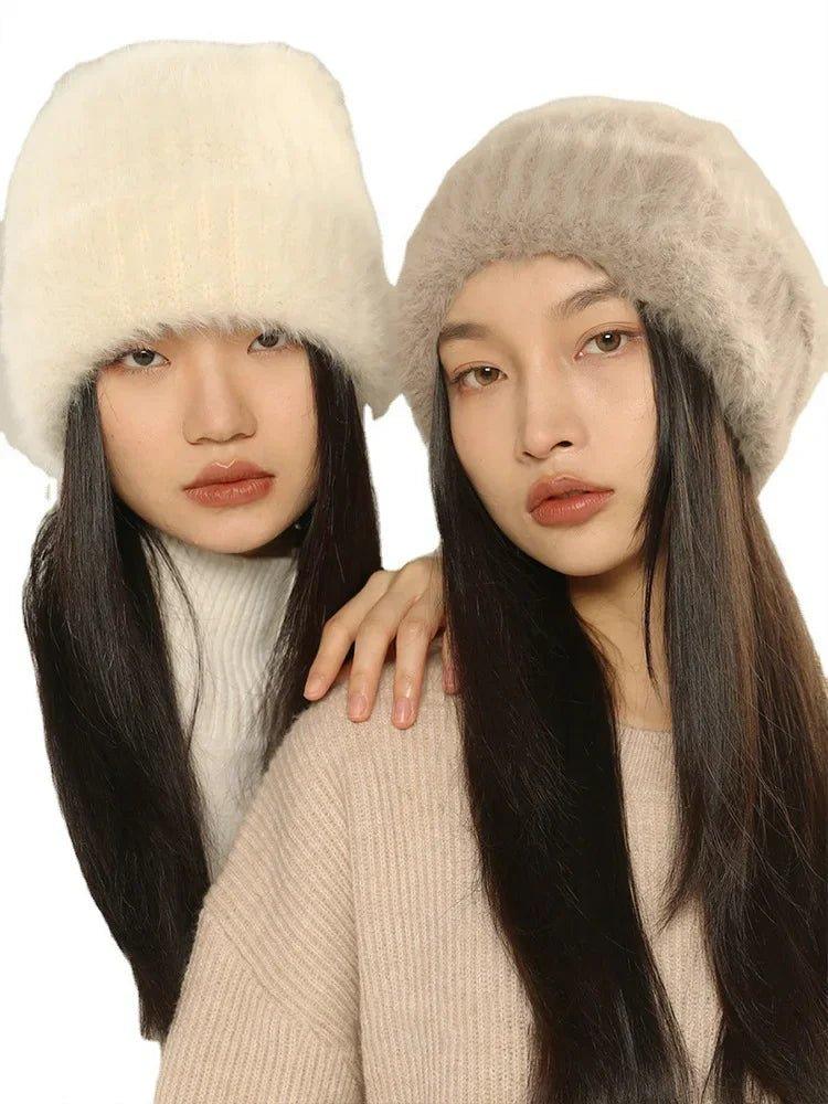 Large Size Rabbit Fur Winter Hat for Women - Fashionable &amp; Warm Beanie - Mechano