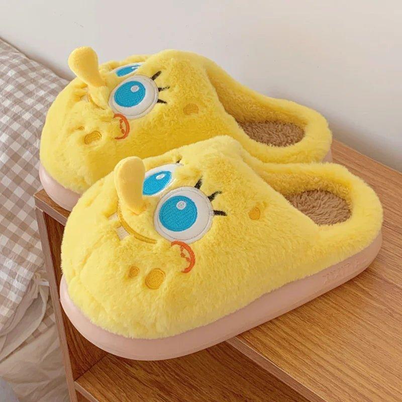 Cartoon Anime Spongebobs Kawaii Couples Slippers Keep Warm Home Winter Soft Bottom Cute Shoes Mens Women Lovers Shoes Xmas Gifts - Mechano