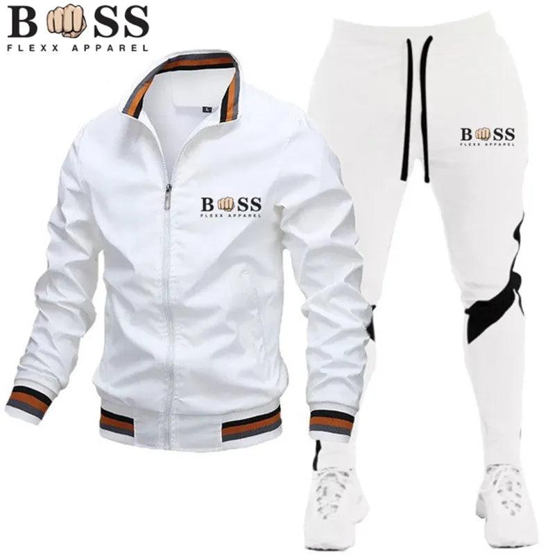 BSS FLEXX APPAREL Mens Tracksuits Men Sets Sweatshirt+sweatpants Tracksuit Zipper Stand Collar Sports Suit Jogging Fitness