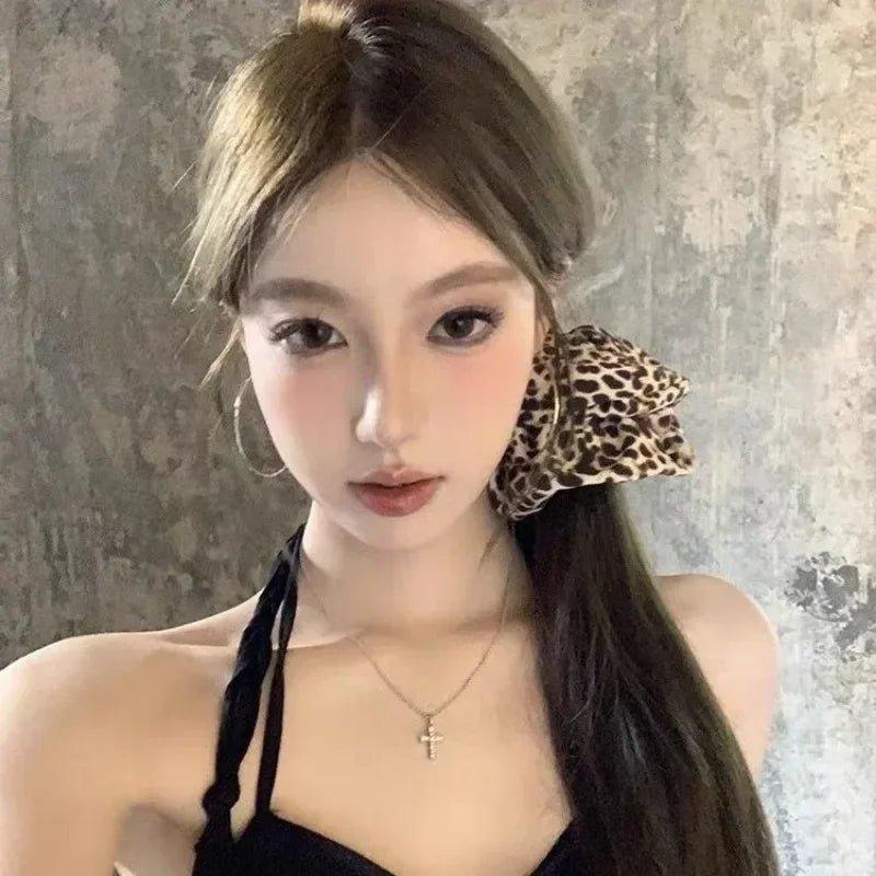 Leopard Print Hair Rope Women Girls Y2K Retro Versatile Elastic Hair Band Daily Soft Comfortable Hair Band Fashion Accessories - Mechano