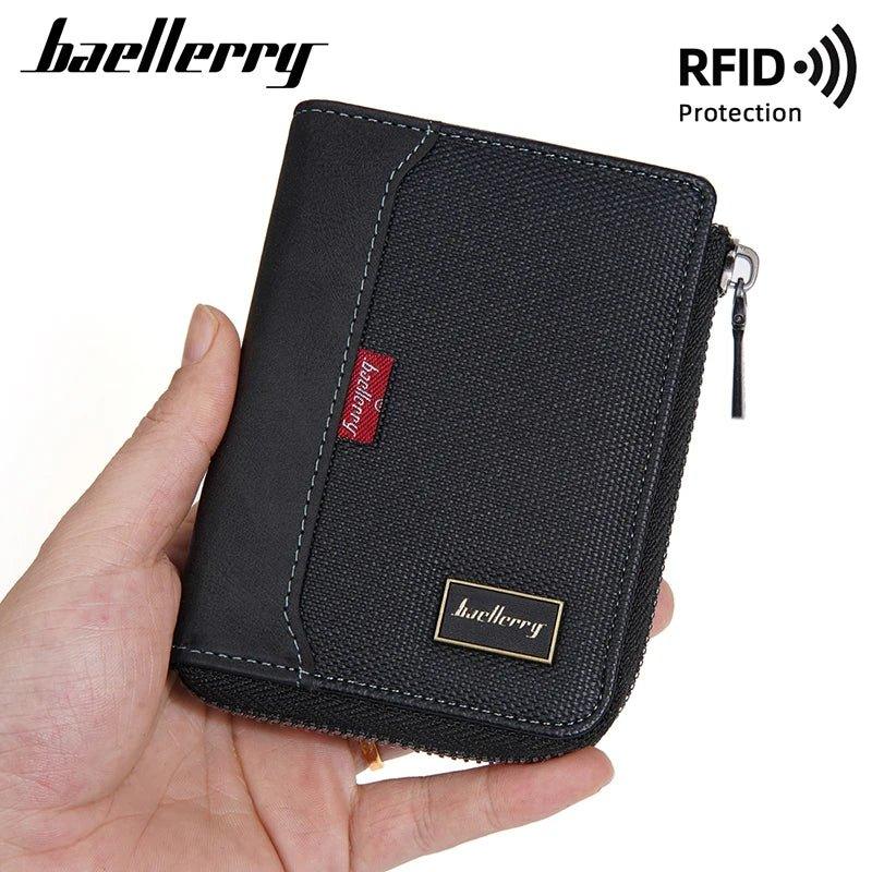 Baellerry RFID Simple Short Men Zipper Wallets Luxury Brand Card Holder Male Wallet Photo Holder Coin Pocket Man Purses - Mechano