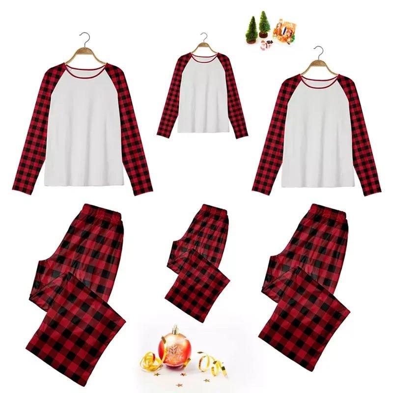 Sublimation Blank Women's Pajamas Plaid Buffalo Long Sleeve Family Christmas Sleepwear Ladies Home Wear Clothes Autumn Winter - Mechano